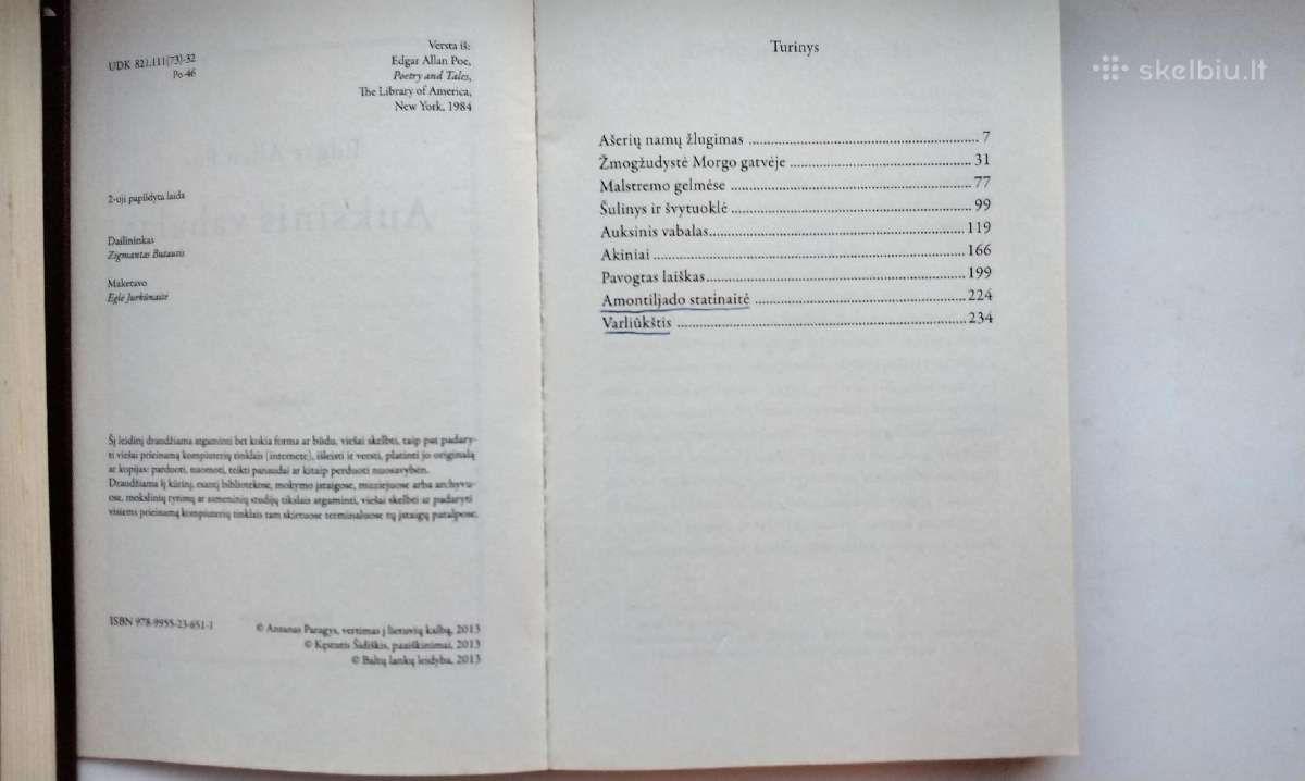 E. A. Poe. Auksinis vabalas. 2013 m. leid. - nuotraukos Nr. 2