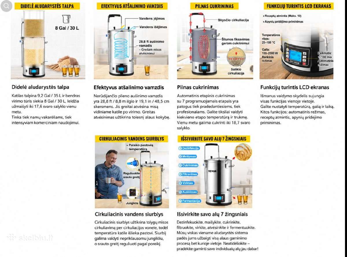 Elektrinė alaus virimo sistema 30 l namų aludariui - nuotraukos Nr. 11