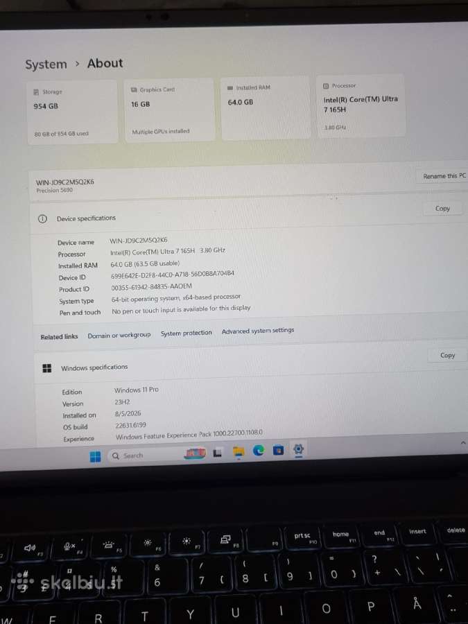 Dell Precision 5690 ultra7 Rtx 4090 - nuotraukos Nr. 6