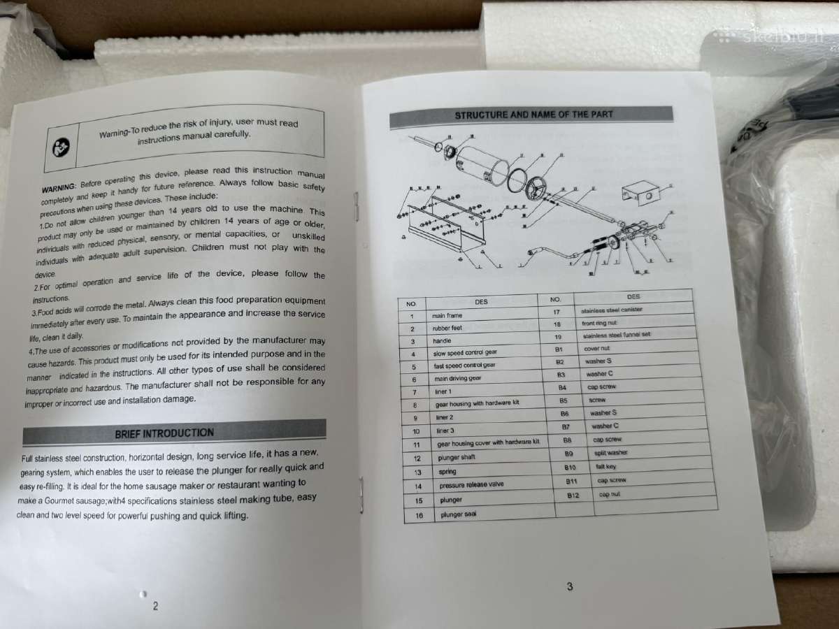 Dešrų kimštuvas 3 litrų - nuotraukos Nr. 4