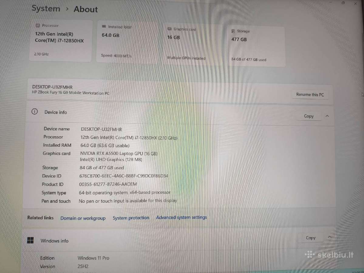 16.0 Fury G9 i7-12850hx 64gb 512gb Rtx A5500 16gb - nuotraukos Nr. 4