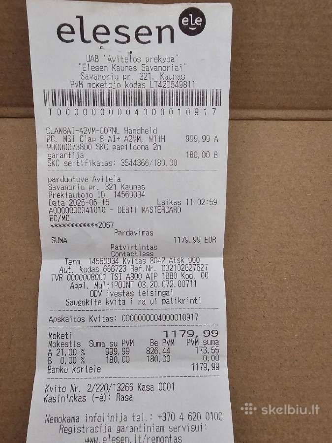 Msi Claw 8 Ai+ A2vm Ultra 7 32gb 1tb 80wh - nuotraukos Nr. 2
