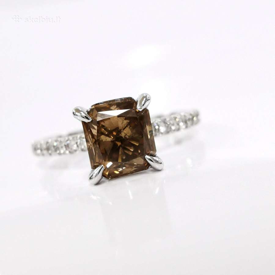 Aukso žiedas su 1,20 ct konjakiniu deimantu - nuotraukos Nr. 7