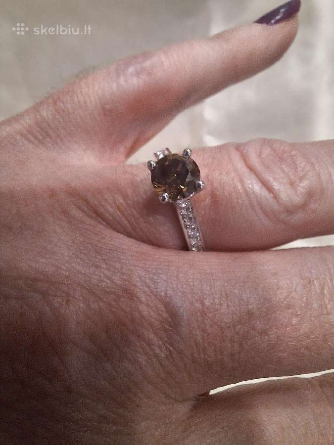 Aukso žiedas su 1,20 ct konjakiniu deimantu - nuotraukos Nr. 9