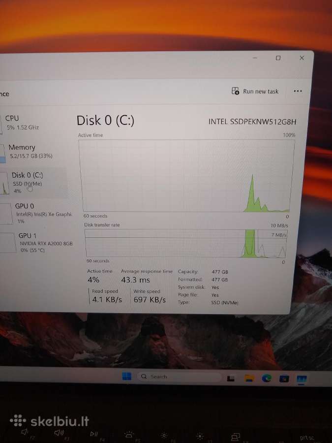 Precision 5570 4k/i7-12700h/rtx A2000 - nuotraukos Nr. 4