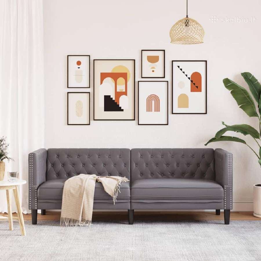 Trivietė chesterfield sofa - nuotraukos Nr. 3
