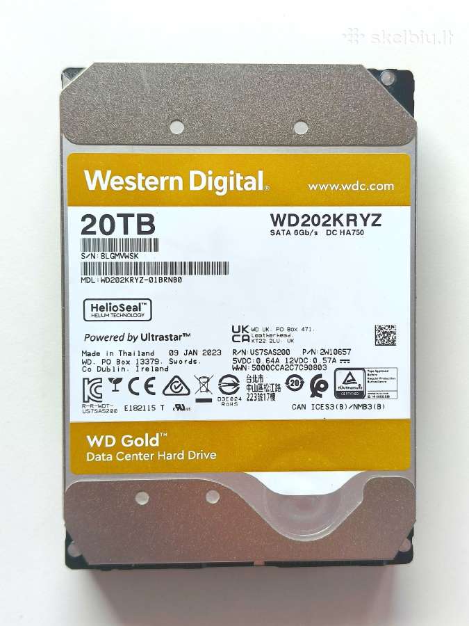 Wd Gold 20 TB HDD Wd202kryz - nuotraukos Nr. 7