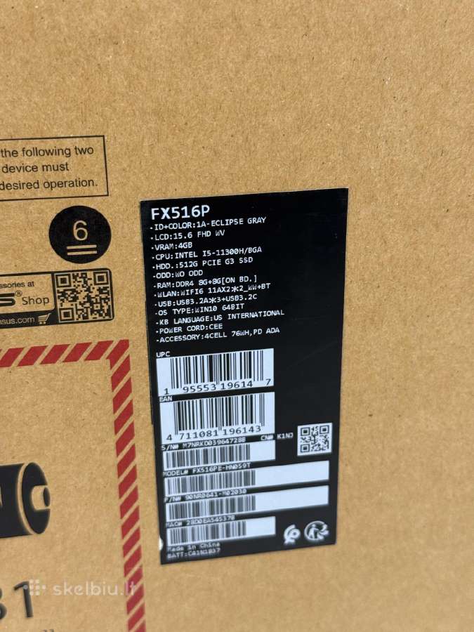Asus Tuf F15 Rtx 3050ti I5 11300h 16gb RAM - nuotraukos Nr. 13