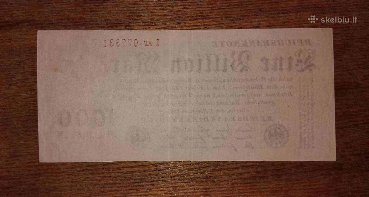 Vokietijos 1 bilijonas markių banknotas - nuotraukos Nr. 2