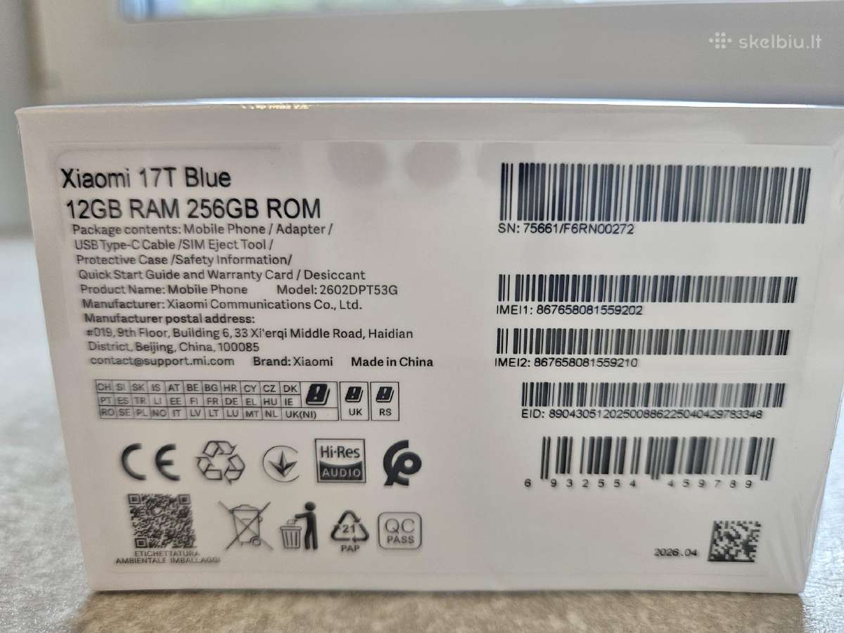 Naujas Xiaomi 17t 256 GB mėlynas telefonas - nuotraukos Nr. 3
