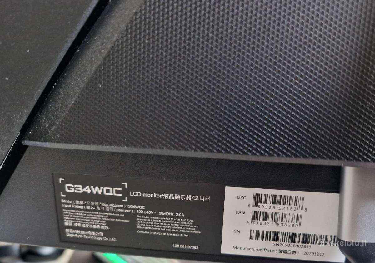 Monitorius Gigabyte G34wqc - nuotraukos Nr. 2