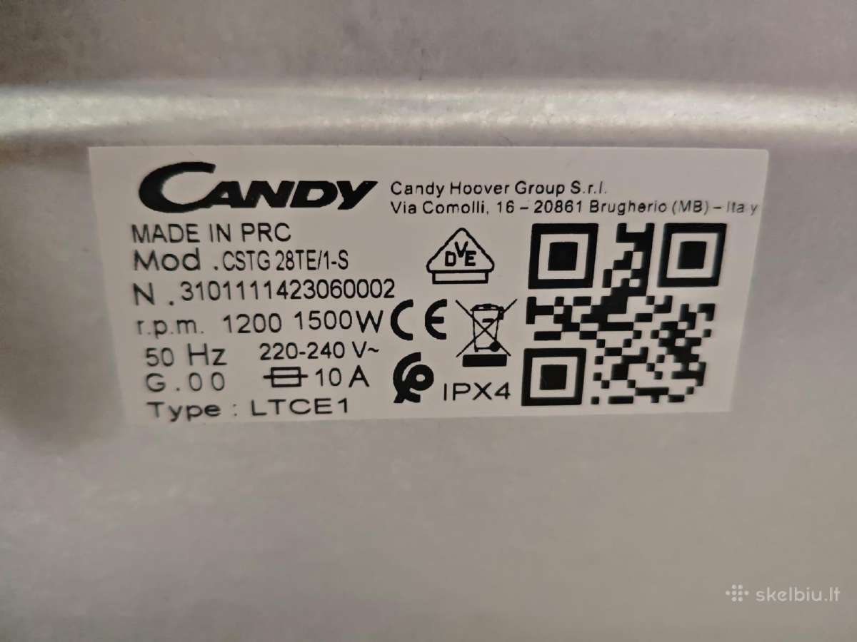 Skalbimo mašina Candy Cstg 282de/1-s - nuotraukos Nr. 7