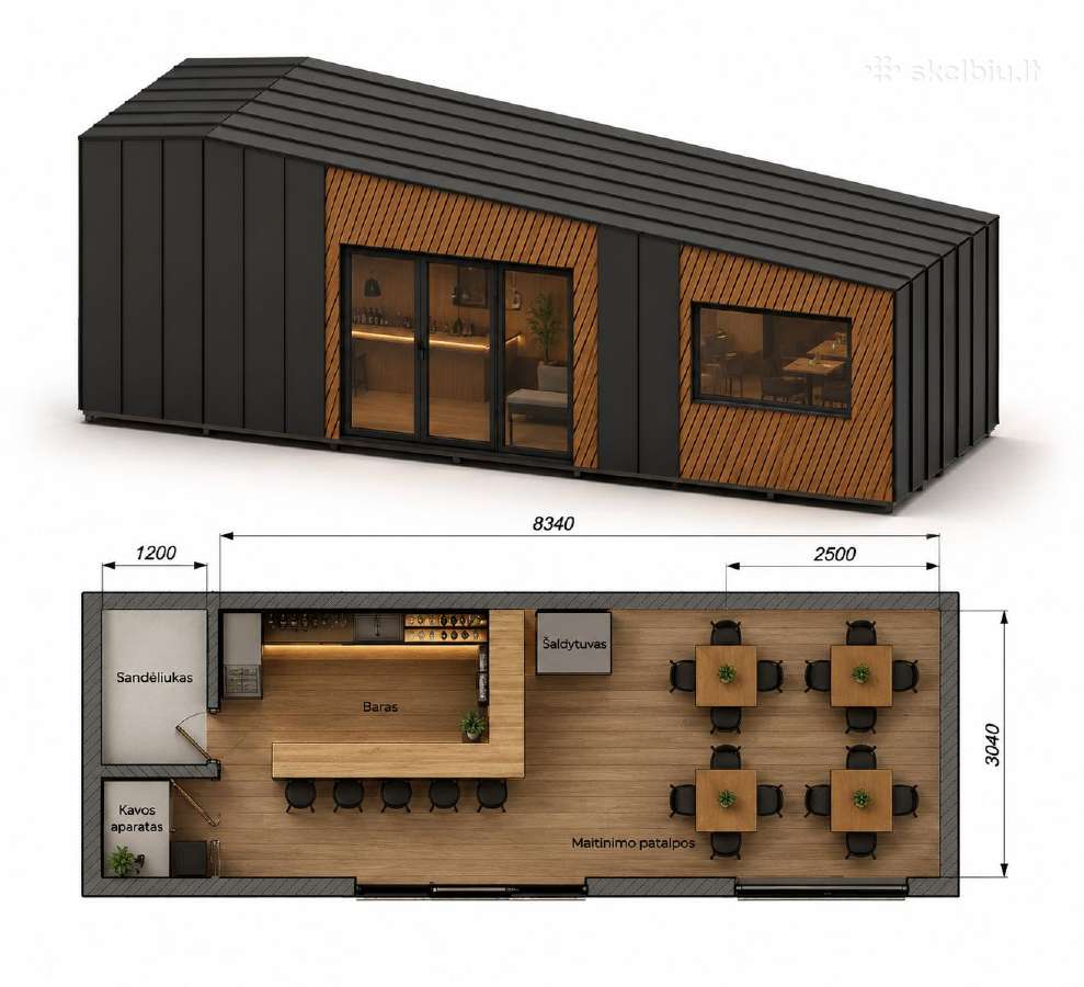 Modulinis namelis (Kavinė) - 30 m2 + įranga - nuotraukos Nr. 3