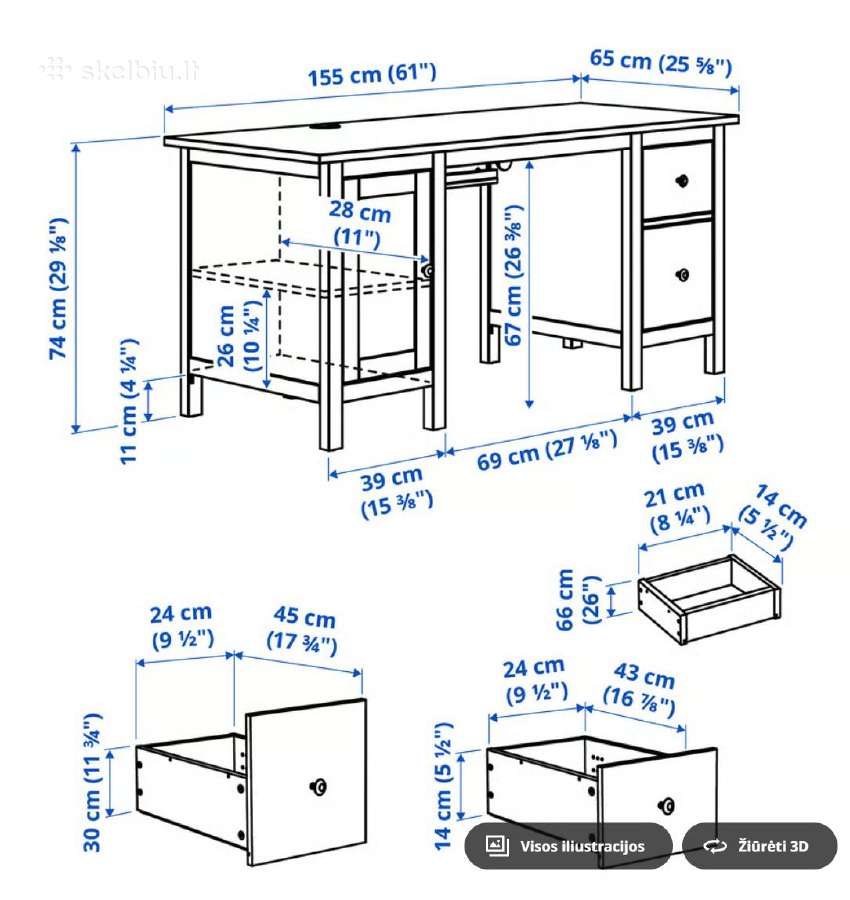 Ikea Hemnes Rašomasis stalas, tamsiai ruda - nuotraukos Nr. 7