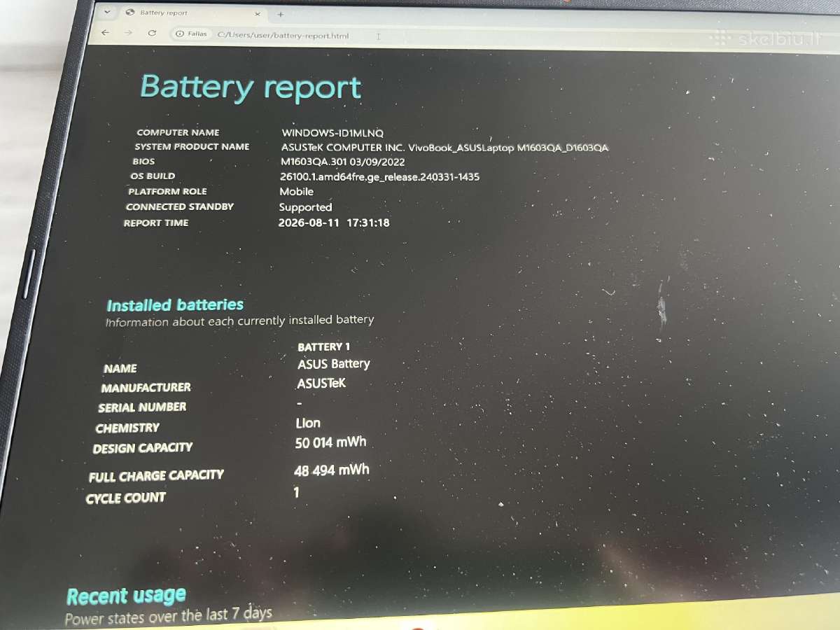 Asus Vivobook 16 Ryzen 5 5600h / 16gb / 512gb SSD - nuotraukos Nr. 6