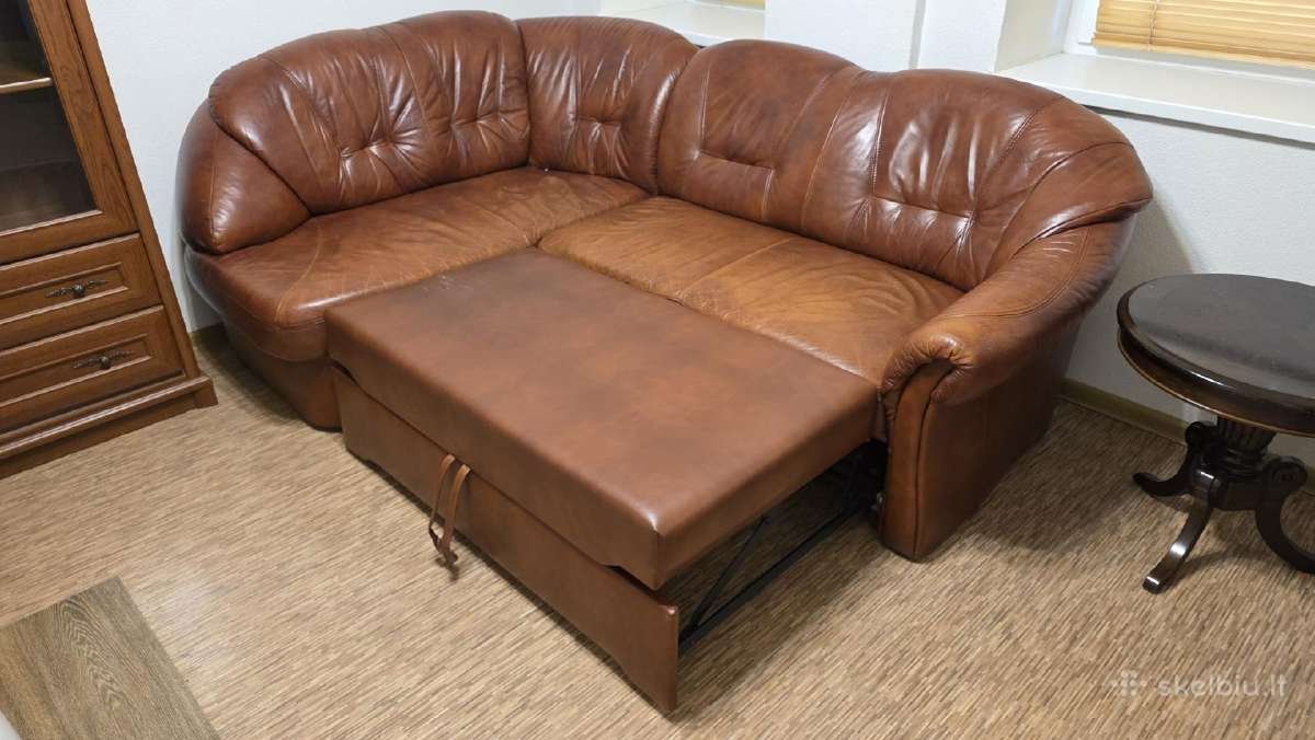 Parduodama odinė sofa (kampinė, su miegojimo f-ja) - nuotraukos Nr. 2