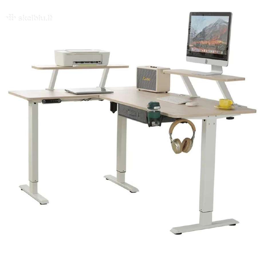Elektrinis L formos kampinis stalas 160cm - nuotraukos Nr. 4