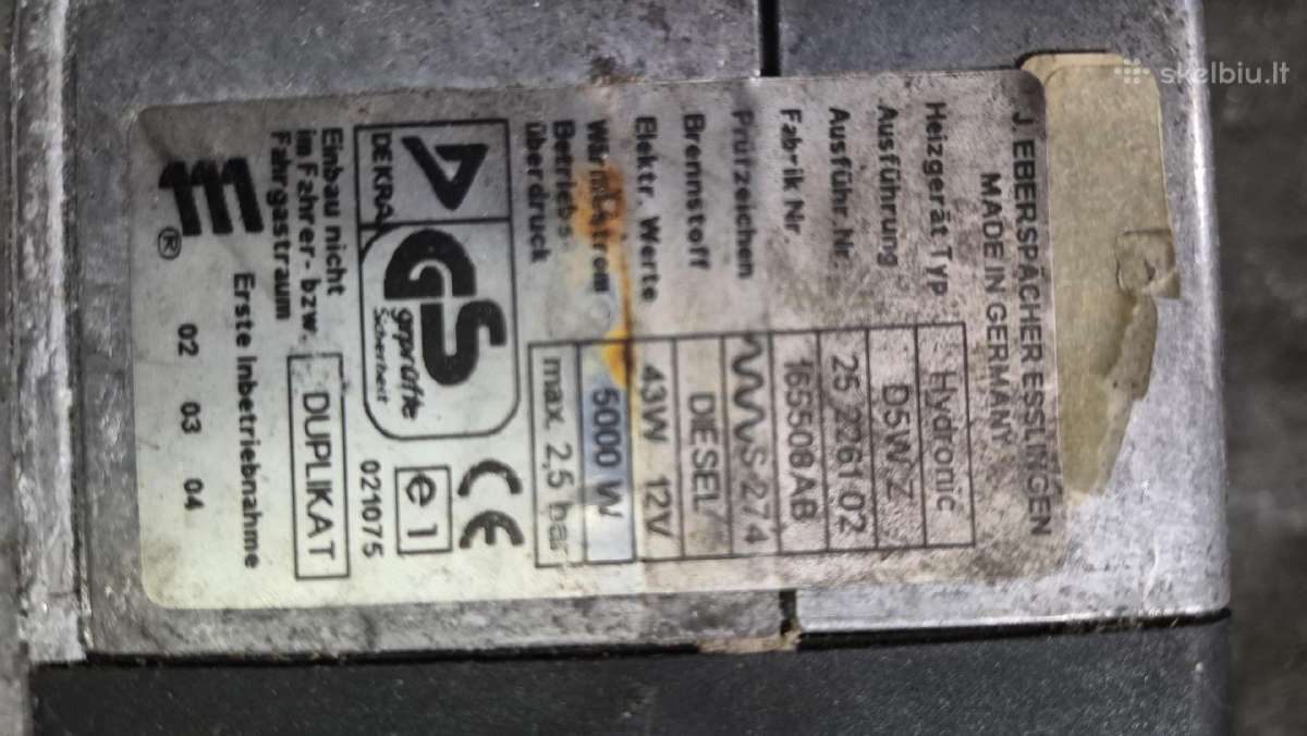 Eberspacher d5w z hydronic - nuotraukos Nr. 2