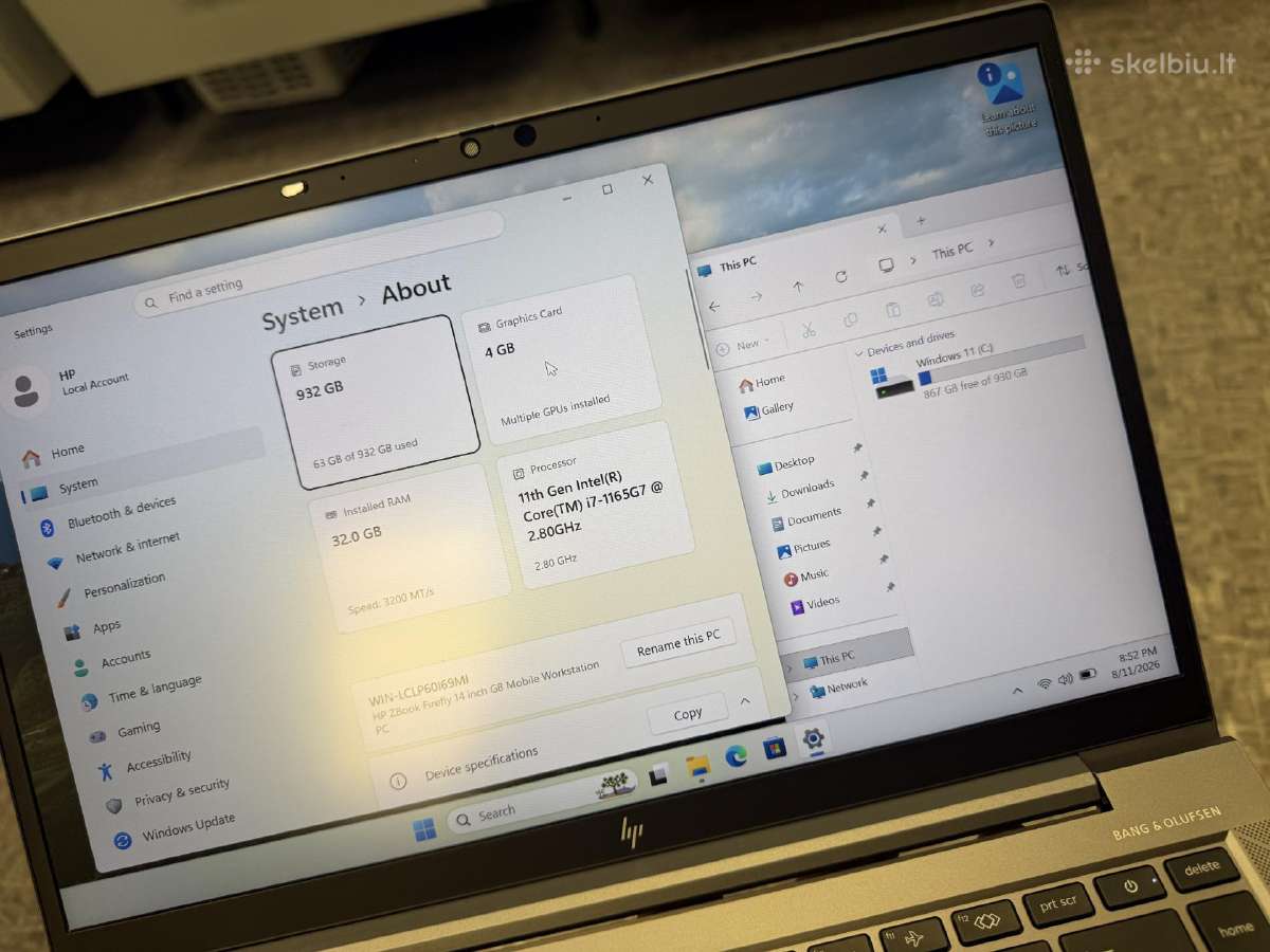 Hp Zbook Firefly 14'' G8 / i7 / 32gb RAM / 1 TB - nuotraukos Nr. 9