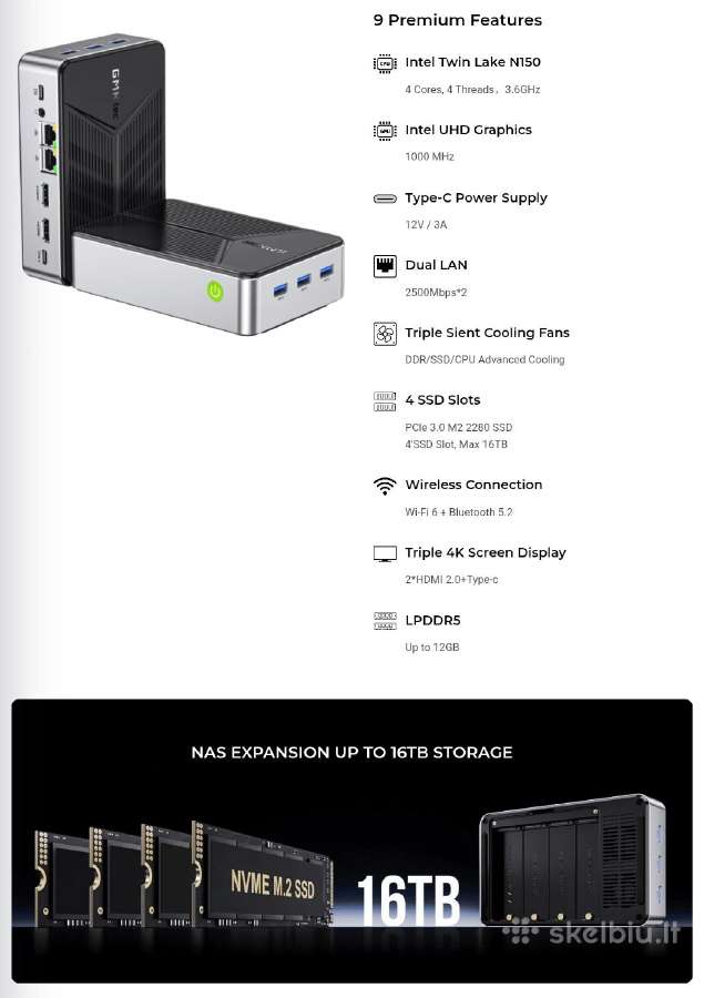 4k 28" 2vnt, Minipc Ddr5, 4nvme, 2x 2.5gbps - nuotraukos Nr. 2