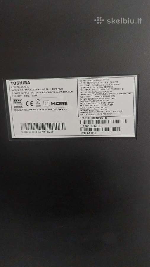 Televizorius ,Toshiba" 46bl702b Hdmi - nuotraukos Nr. 5