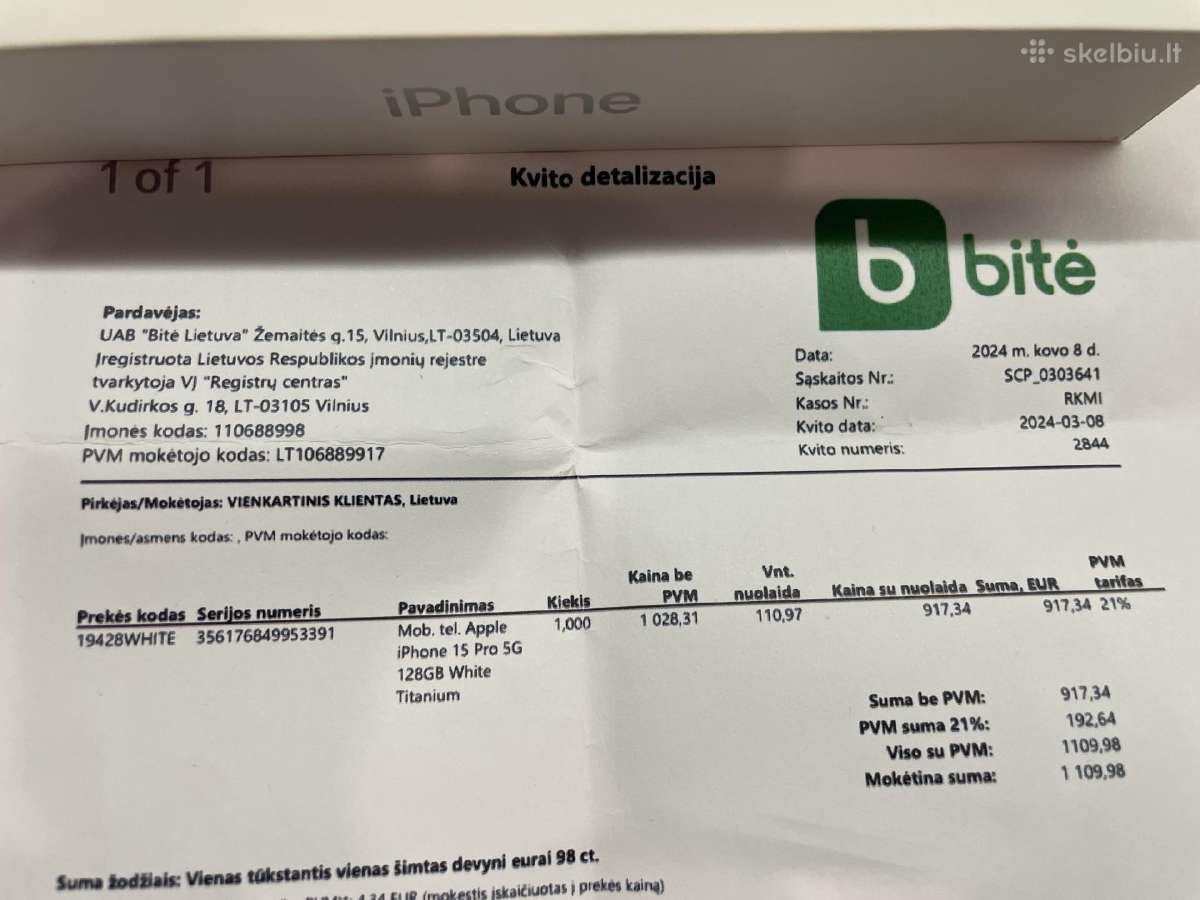 iPhone 15 pro 128gb - nuotraukos Nr. 5
