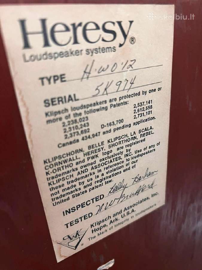 Klipsch Heresy - nuotraukos Nr. 12