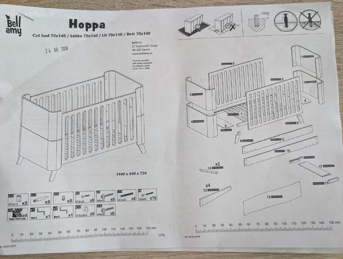 Bellamy Hoppa vaikiška lovytė + čiužinys - nuotraukos Nr. 5