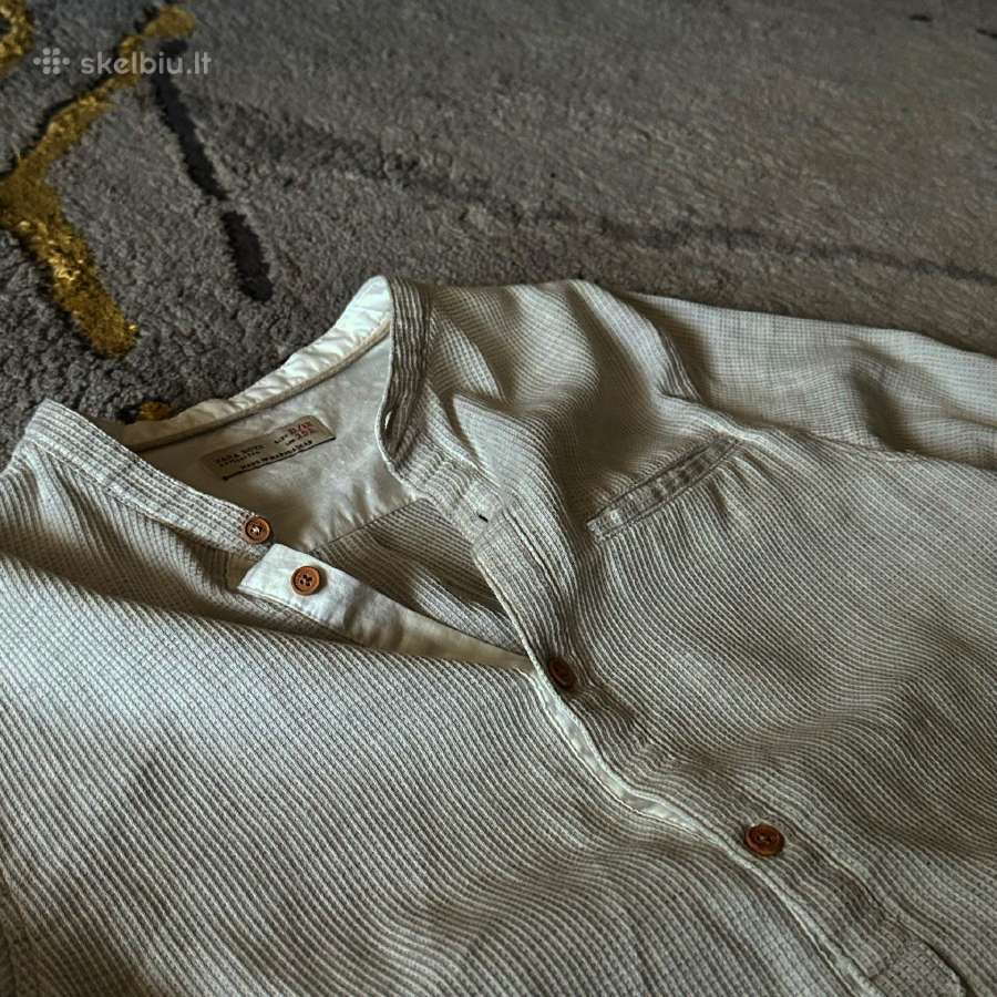 Zara Boys marškiniai smėlio spalvos, dryžuoti - nuotraukos Nr. 2