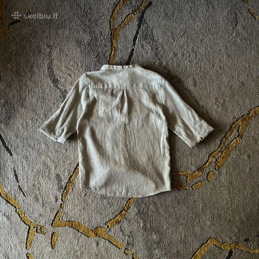 Zara Boys marškiniai smėlio spalvos, dryžuoti - nuotraukos Nr. 4