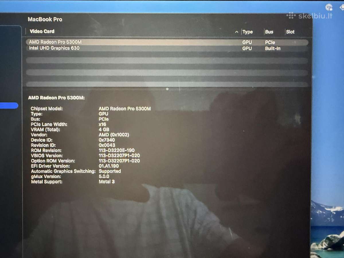 MacBook Pro 2019 i7 32gb - nuotraukos Nr. 8