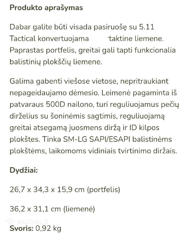 5.11 Neperšaunama Nij IIIa lygio taktinė liemenė - nuotraukos Nr. 16