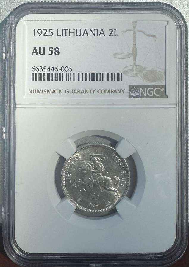 1925 m. 2 litai – Ngc Au58 - nuotraukos Nr. 2