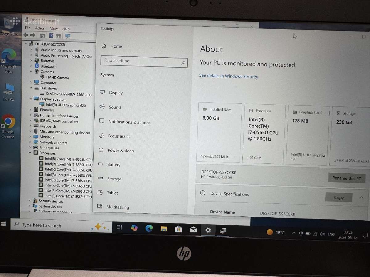 Hp Probook 430 G6 I5-8265u - nuotraukos Nr. 5