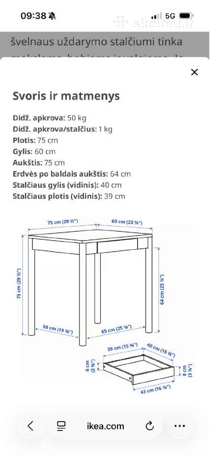 Ikea rašomasis stalas Tonstad - nuotraukos Nr. 6