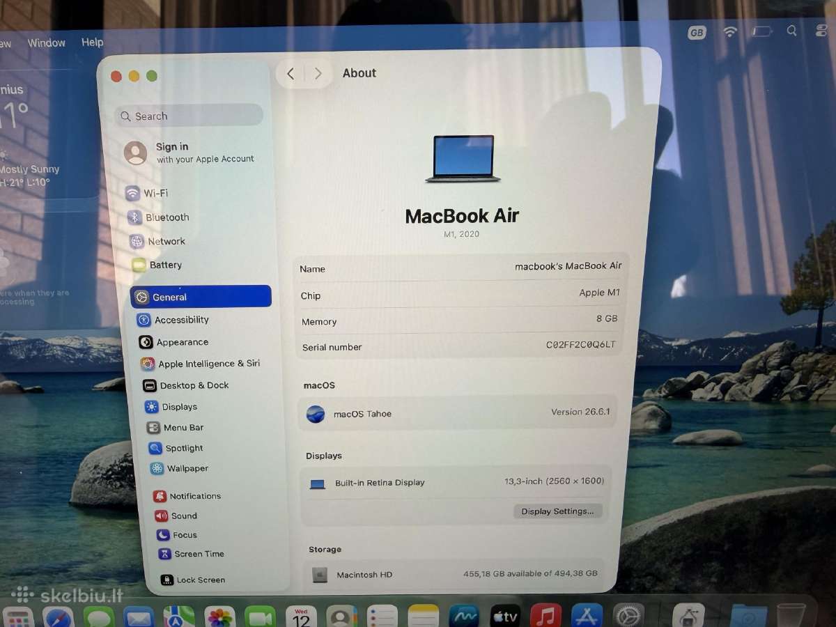 Apple MacBook Air 2020 13" / M1 / 8gb / 512gb - nuotraukos Nr. 7