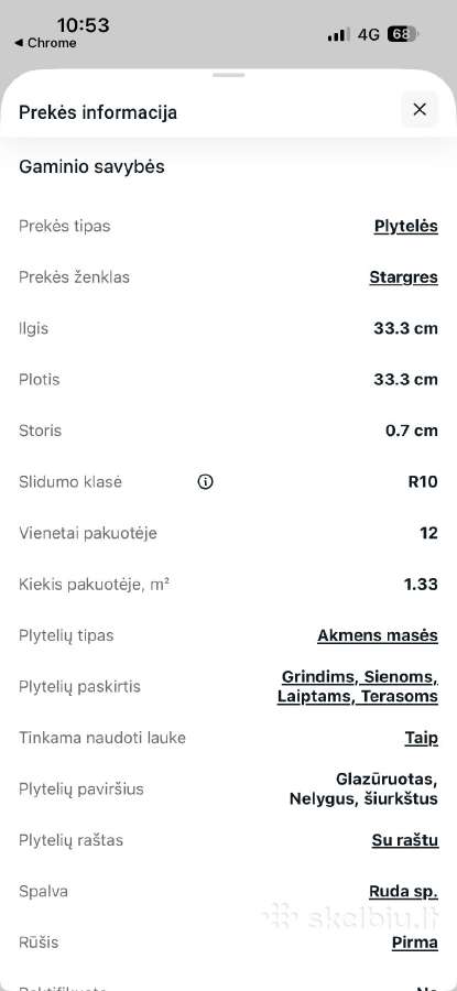 Akmens masės plytelės 22vnt 33,3x33,3cm - nuotraukos Nr. 4