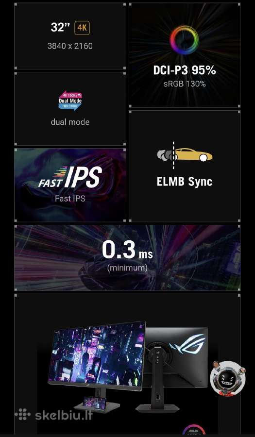 Asus Rog Strix Xg32ucg 4k 160hz Fhd 320hz 32" - nuotraukos Nr. 5