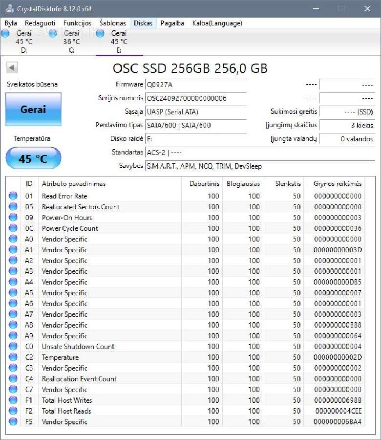 SSD 2.5" diskas Oscoo 256gb Mlc - nuotraukos Nr. 6