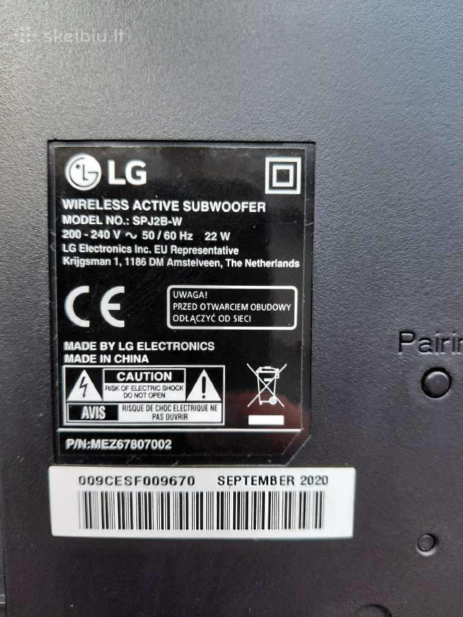 LG Sj2 Soundbar 2.1 + Subwoofer - nuotraukos Nr. 4