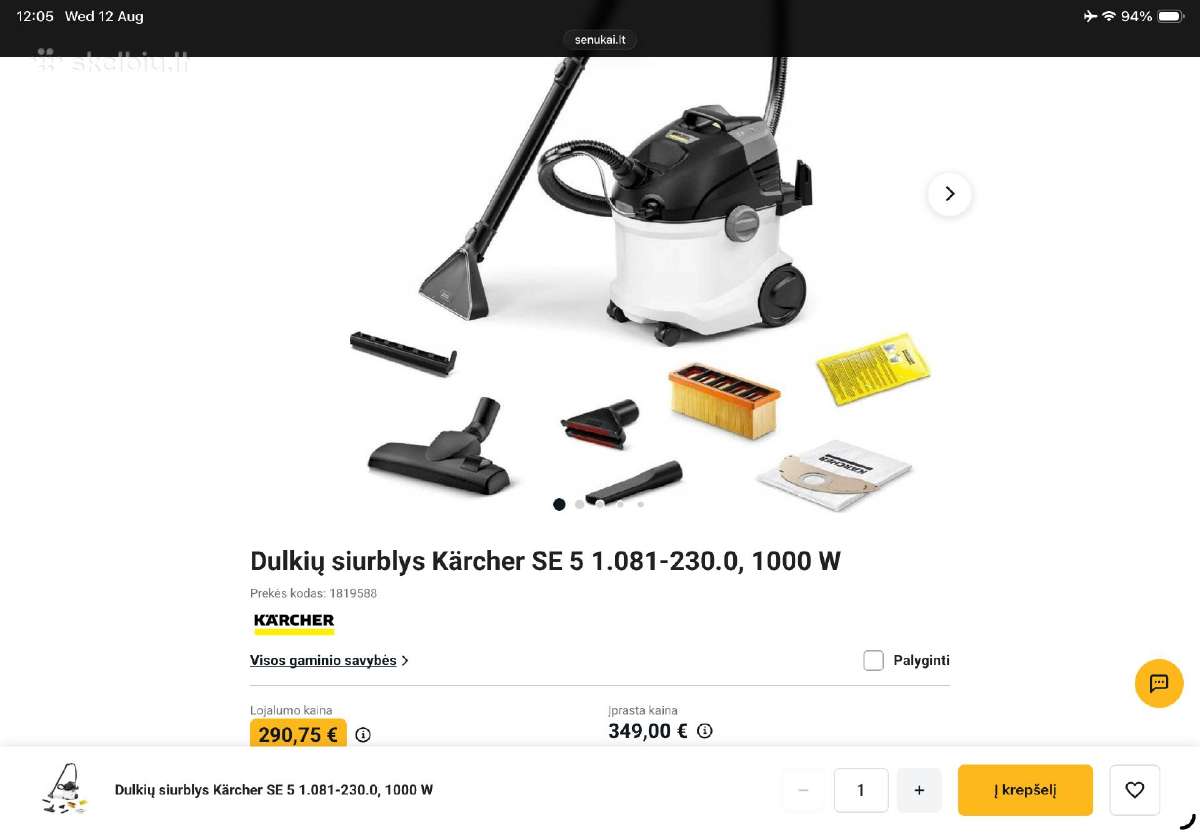 Dulkių siurblys Kärcher Se 5 1.081-230.0, 1000 W - nuotraukos Nr. 4