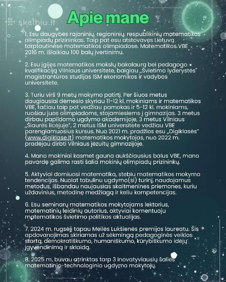 Matematikos korepetitorius 11-12 klasei - nuotraukos Nr. 5