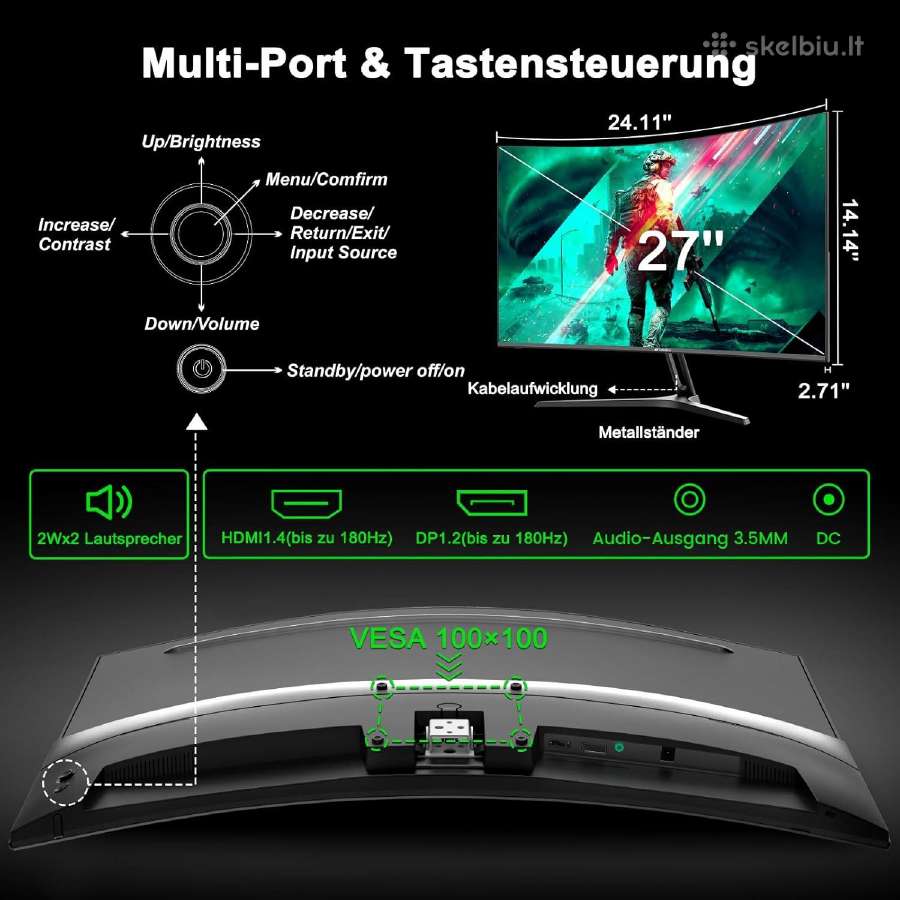Naujas Lenktas – 27" Gaming Monitorius 180 Hz - nuotraukos Nr. 2
