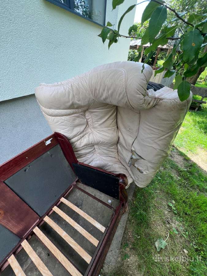 Vintažinis medžio masyvo sofos rėmas su grotelėmis - nuotraukos Nr. 8