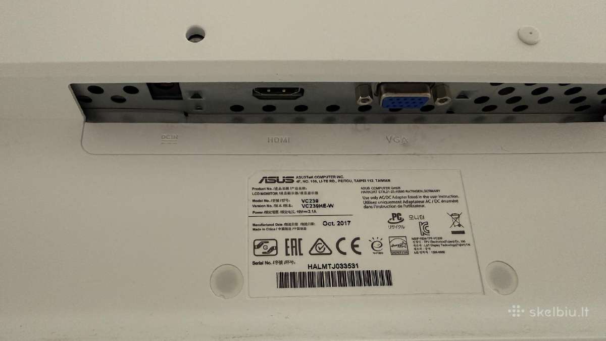 Asus Vc239h 23 Full HD monitorius – baltas - nuotraukos Nr. 4