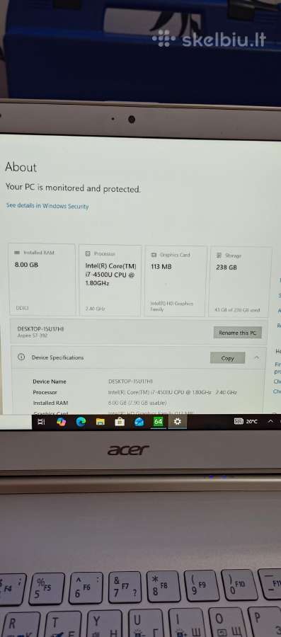 Acer Aspire S7, 14"fhd - nuotraukos Nr. 8