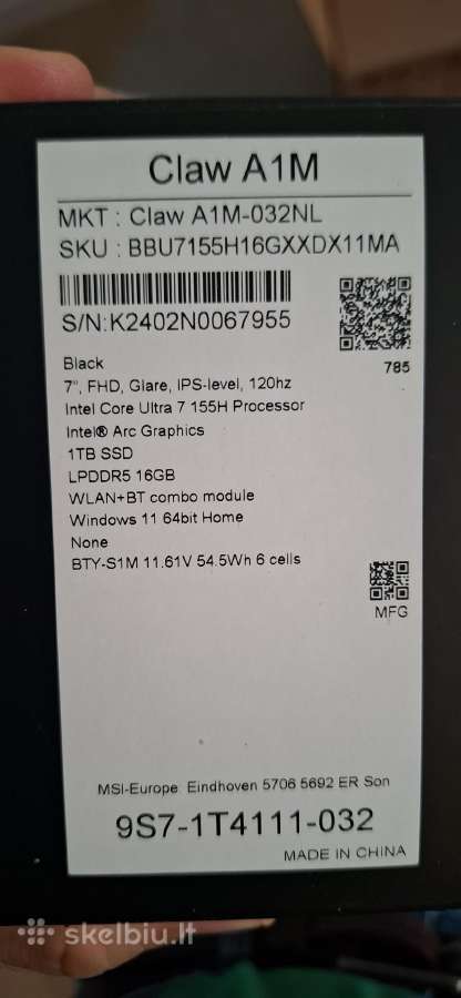 Msi Claw A1m 1tb - nuotraukos Nr. 2