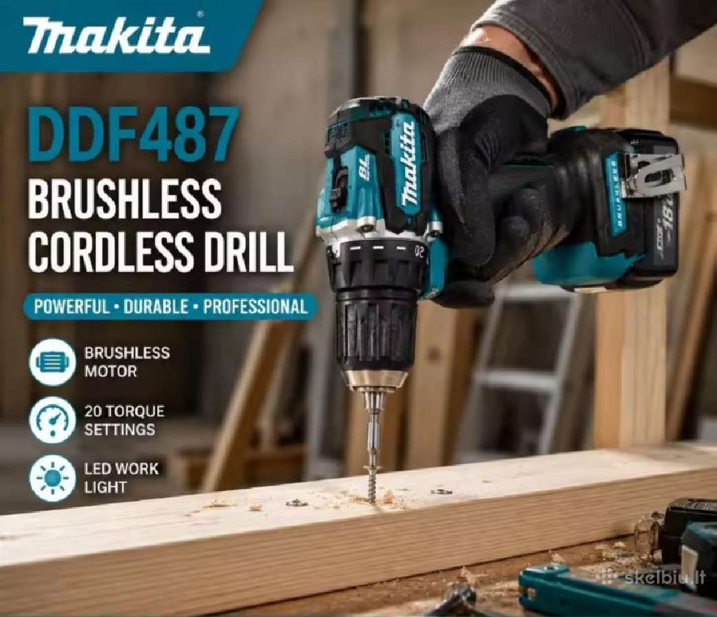 Makita Ddf487z 18v, Lxt, 40 Nm, bešepetėlis - nuotraukos Nr. 4