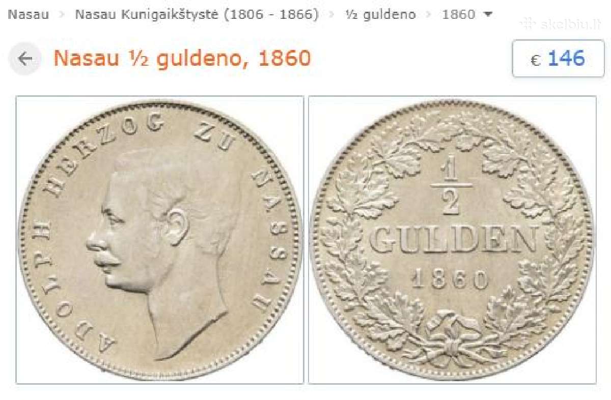 Nassau Gulden (Adolph) - nuotraukos Nr. 3