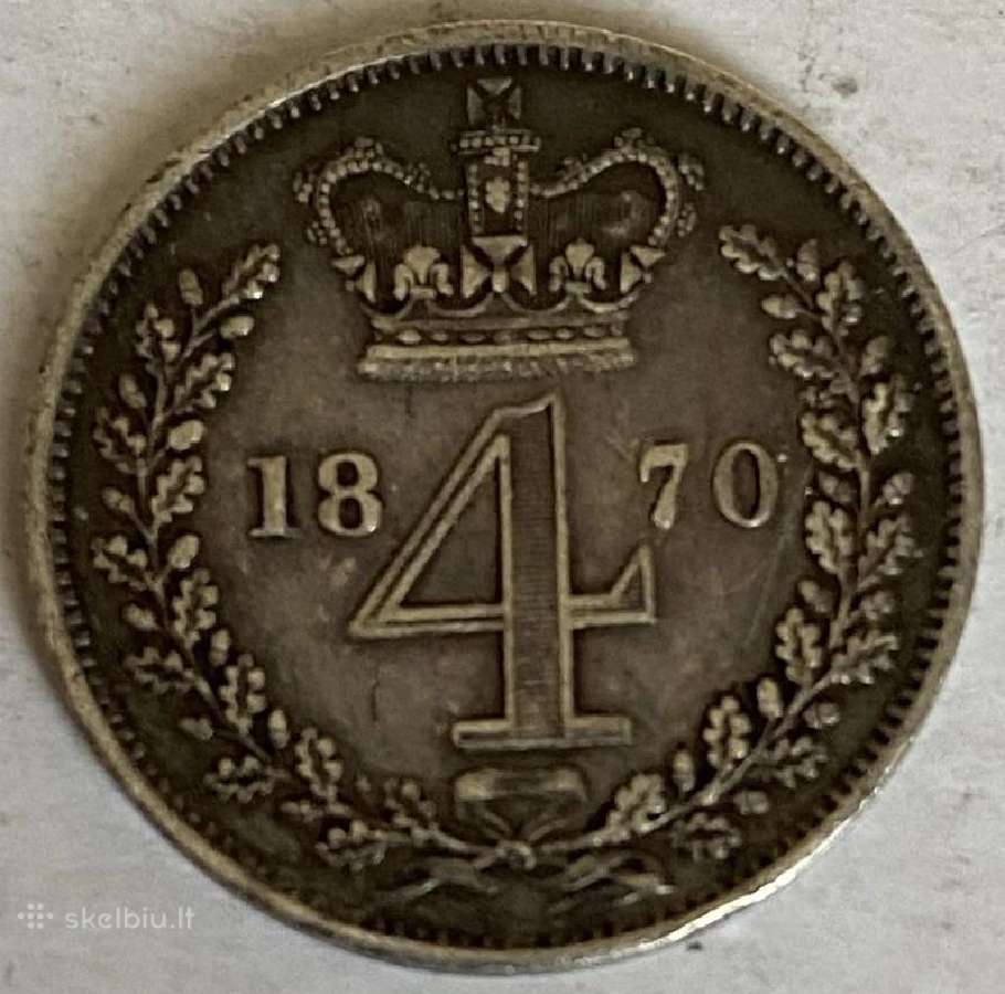 Jk (Didžioji Britanija) 4 pensai (Groat) 1870 - nuotraukos Nr. 2